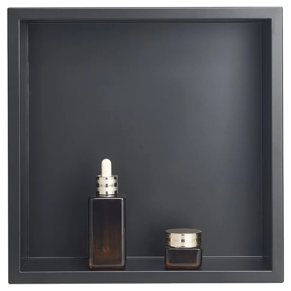 VEVOR Shower Niche, 13 x 13 x 4 inch Recessed Wall Niche, Heavy-duty Stainless Steel Modern Soap & Shampoo Storage Organizer, Sealed Waterproof, Durable & Easy to Install,Black for Bathroom