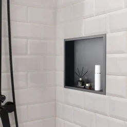 VEVOR Shower Niche, 13 x 13 x 4 inch Recessed Wall Niche, Heavy-duty Stainless Steel Modern Soap & Shampoo Storage Organizer, Sealed Waterproof, Durable & Easy to Install,Black for Bathroom