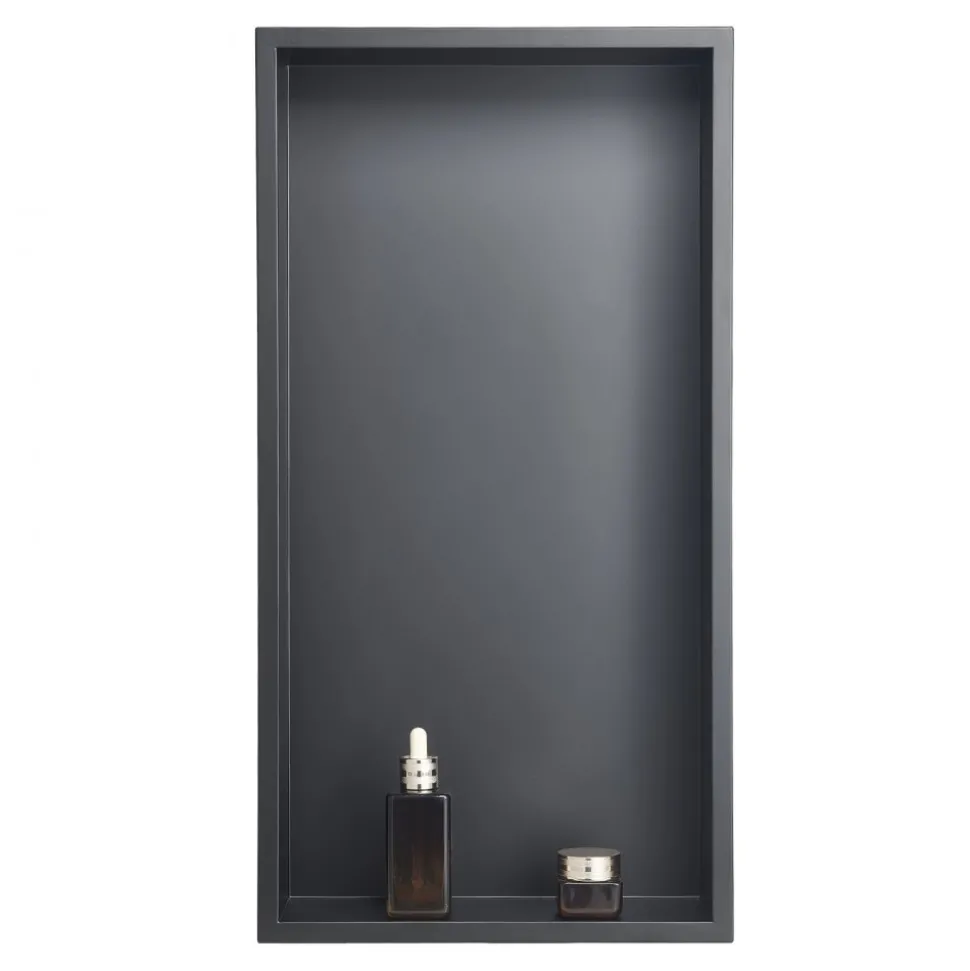 VEVOR Shower Niche, 13 x 25 x 4 inch Recessed Wall Niche, Heavy-duty Stainless Steel Modern Soap & Shampoo Storage Organizer, Sealed Waterproof, Durable & Easy to Install,Black for Bathroom