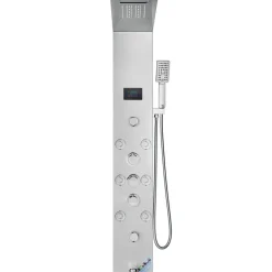 VEVOR Shower Panel System, 6 Shower Modes, LED & Screen Hydroelectricity Shower Panel Tower, Rainfall, Waterfall, 8 Massage Jets, Tub Spout, Handheld Shower, Stainless Steel Wall-Mounted Shower Set