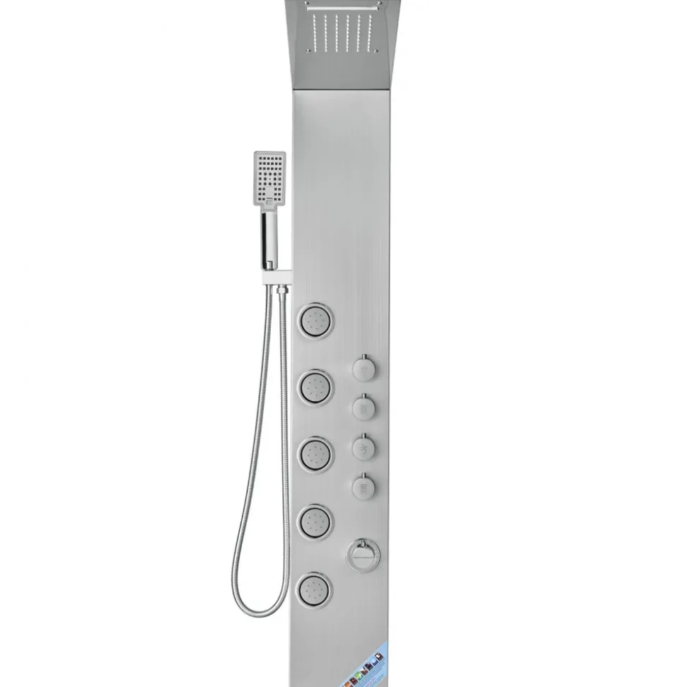 VEVOR Shower Panel System, 4 Shower Modes Shower Panel Tower, Rainfall, Waterfall, 5 Full Body Massage Jets and 3-Setting Handheld Shower Head with 59" Hose, Stainless Steel Wall-Mounted Shower Set