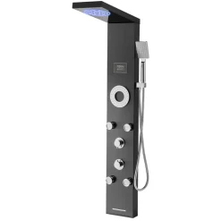 VEVOR Shower Panel Tower System with Rainfall Shower Head, LED, 53 in Brushed Stainless Steel Shower Column, 6-Function Faucet, Wall-Mount Rain Massage System with 5 Body Jets, Handheld, Tub Spout
