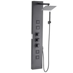 VEVOR Shower Panel Tower System with Rainfall Waterfall Shower Head, 53 in Brushed Stainless Steel Shower Column, 5-Function Faucet, Wall-Mount Rain Massage System with 2 Body Jet, Handheld, Tub Spout