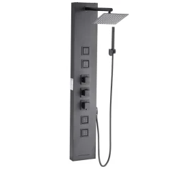VEVOR Shower Panel Tower System with Rainfall Waterfall Shower Head, 53 in Brushed Stainless Steel Shower Column, 5-Function Faucet, Wall-Mount Rain Massage System with 2 Body Jet, Handheld, Tub Spout