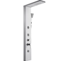 VEVOR Shower Panel Tower System with Rainfall Waterfall Shower Head, LED, 53 in Brushed Stainless Steel Shower Column, 5-Function Faucet, Wall-Mount Rain Massage System, with Handheld and Tub Spout