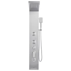 VEVOR Shower Panel Tower System with Rainfall Waterfall Shower Head, LED, 53 in Brushed Stainless Steel Shower Column, 5-Function Faucet, Wall-Mount Rain Massage System, with Handheld and Tub Spout