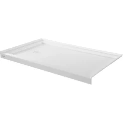 VEVOR Shower Pan, 60″ L x 36″ W Single Threshold Shower Base, Rectangle Acrylic & PVC Showering Base in White, Slip-Resistant Showering Pan Bases with Drain & Cover for Bathroom, Left Drain Location