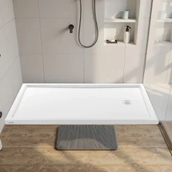 VEVOR Shower Pan, 60″ L x 30″ W Single Threshold Shower Base, Rectangle Acrylic & PVC Showering Base in White, Slip-Resistant Showering Pan Bases with Drain & Cover for Bathroom, Left Drain Location