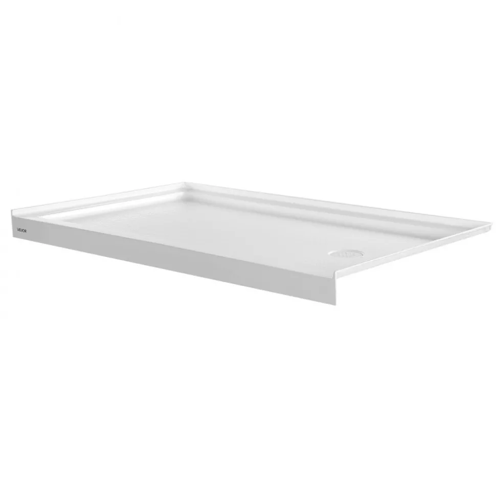 VEVOR Shower Pan, 60″ L x 30″ W Single Threshold Shower Base, Rectangle Acrylic & PVC Showering Base in White, Slip-Resistant Showering Pan Bases with Drain & Cover for Bathroom, Left Drain Location