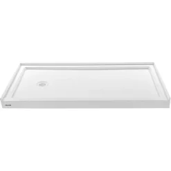 VEVOR Shower Pan, 60″ L x 32″ W Single Threshold Shower Base, Rectangle Acrylic & PVC Showering Base in White, Slip-Resistant Showering Pan Bases with Drain & Cover for Bathroom, Left Drain Location