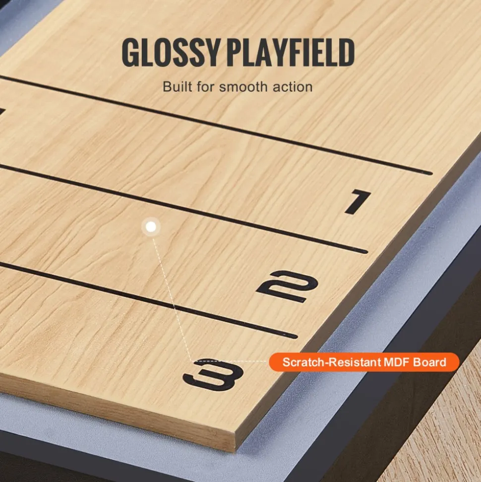 VEVOR Shuffleboard and Curling 2 in 1 Board Games, 45" Portable Tabletop Set, Two Sided Tabletop Shuffleboard with 8 Rolling Pucks, Shuffleboard and Curling Combo Game Set for Kids and Family