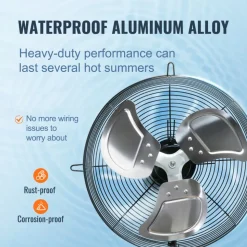 VEVOR 16'' Shutter Exhaust Fan, High-speed 2000 CFM, Aluminum Wall Mount Attic Fan with AC-motor, Ventilation and Cooling for Greenhouses, Garages, Sheds, Shops, FCC