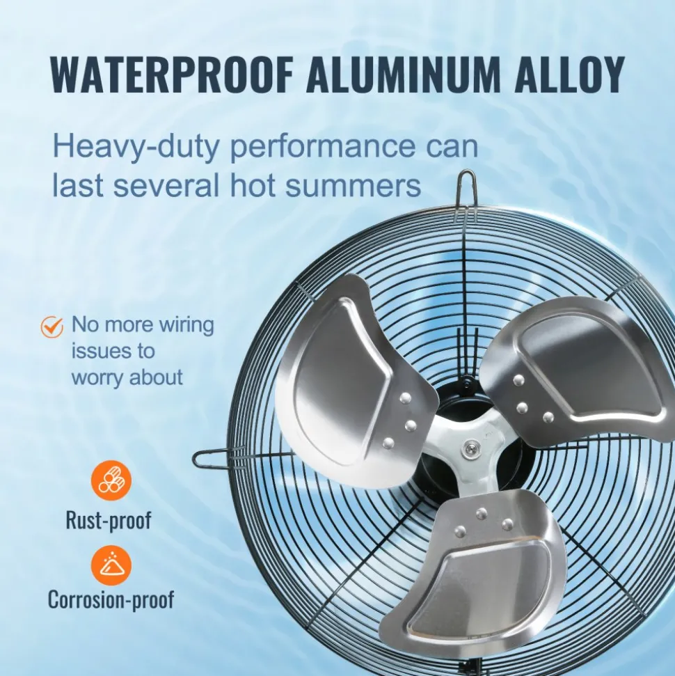 VEVOR 12'' Shutter Exhaust Fan, High-speed 1000 CFM, Aluminum Wall Mount Attic Fan with AC-motor, Ventilation and Cooling for Greenhouses, Garages, Sheds, Shops, FCC