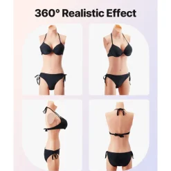 VEVOR Silicone Bodysuit, D-Cup Silicone Breastplate for Crossdressers, Realistic Silk Cotton-Filled Fake Boobs Breast Forms for Transgender Cosplay Drag Queen, Nude