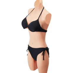 VEVOR Silicone Bodysuit, D-Cup Silicone Breastplate for Crossdressers, Realistic Silk Cotton-Filled Fake Boobs Breast Forms for Transgender Cosplay Drag Queen, Nude