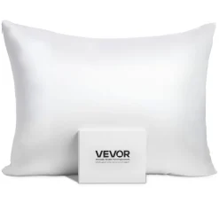 VEVOR Silk Pillowcase, 100% Pure Mulberry Silk Pillow Case, 26 in x 20 in Standard Silky Pillow Case for Hair and Skin, Smooth, Soft and Breathable Pillowcase with Hidden Zipper, for Sleeping (White)