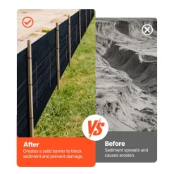 VEVOR Silt Fence Fabric Roll, 2 x 100 ft Backed Wire Silt Fence, Erosion Control Fencing for Sediment Retention, Industrial Grade Temporary Tough Polypropylene Fabric for Construction Job Sites