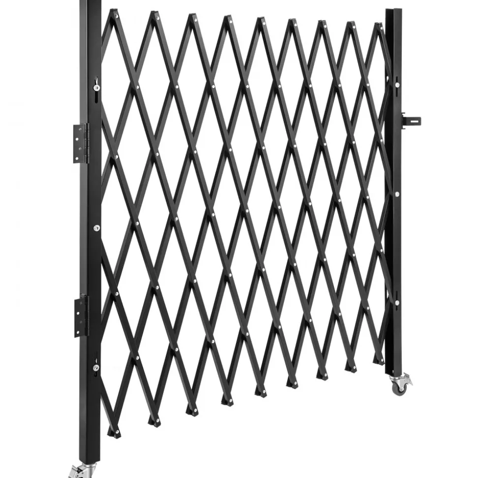 VEVOR Single Folding Security Gate, 7 ft H x 7 ft W Folding Door Gate, Steel Accordion Security Gate, Flexible Expanding Security Gate, 360° Rolling Barricade Gate, Scissor Gate/Door with Padlock