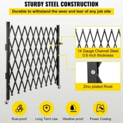 VEVOR Single Folding Security Gate, 7 ft H x 7 ft W Folding Door Gate, Steel Accordion Security Gate, Flexible Expanding Security Gate, 360° Rolling Barricade Gate, Scissor Gate/Door with Padlock