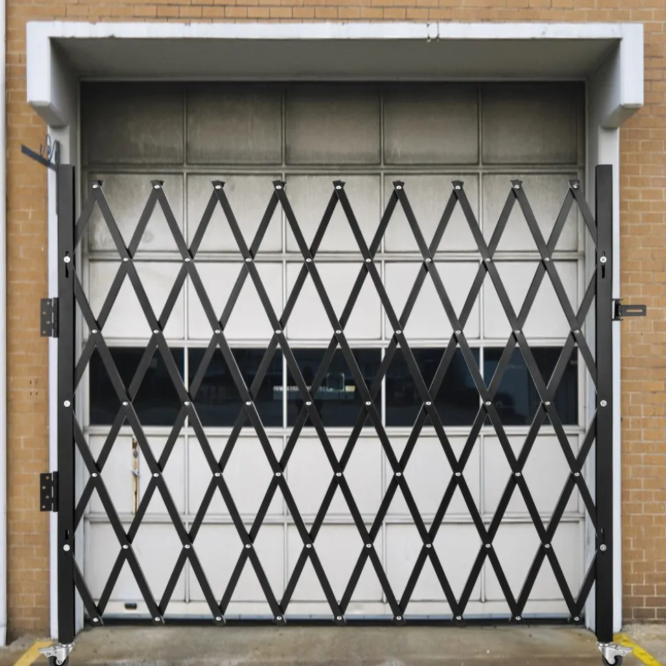 VEVOR Single Folding Security Gate, 7 ft H x 7 ft W Folding Door Gate, Steel Accordion Security Gate, Flexible Expanding Security Gate, 360° Rolling Barricade Gate, Scissor Gate/Door with Padlock