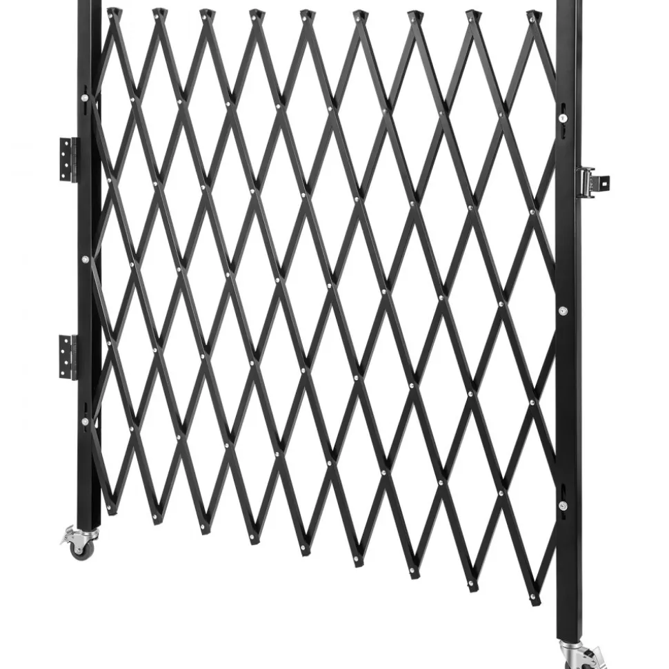 VEVOR Single Folding Security Gate, 7 ft H x 7 ft W Folding Door Gate, Steel Accordion Security Gate, Flexible Expanding Security Gate, 360° Rolling Barricade Gate, Scissor Gate/Door with Padlock