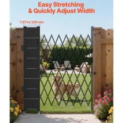 VEVOR Single Folding Security Gate, 7.25 ft H x 7.8 ft W Folding Door Gate, Steel Accordion Security Gate, Flexible Expanding Security Gate, 360° Rolling Barricade Gate, Scissor Gate/Door with Padlock