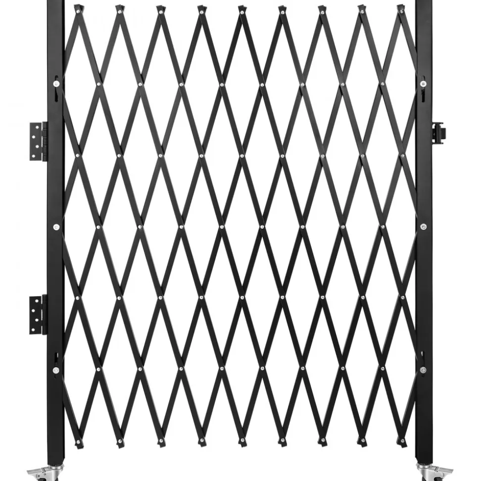 VEVOR Single Folding Security Gate, 7.25 ft H x 7.8 ft W Folding Door Gate, Steel Accordion Security Gate, Flexible Expanding Security Gate, 360° Rolling Barricade Gate, Scissor Gate/Door with Padlock