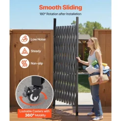 VEVOR Single Folding Security Gate, 7.25 ft H x 7.8 ft W Folding Door Gate, Steel Accordion Security Gate, Flexible Expanding Security Gate, 360° Rolling Barricade Gate, Scissor Gate/Door with Padlock