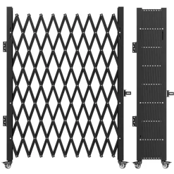 VEVOR Single Folding Security Gate, 7.25 ft H x 7.8 ft W Folding Door Gate, Steel Accordion Security Gate, Flexible Expanding Security Gate, 360° Rolling Barricade Gate, Scissor Gate/Door with Padlock
