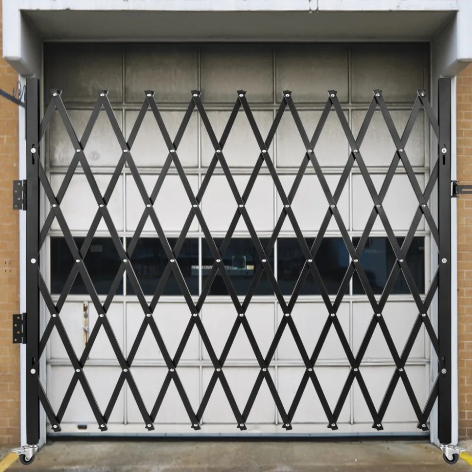 VEVOR Single Folding Security Gate, 7.25 ft H x 7.8 ft W Folding Door Gate, Steel Accordion Security Gate, Flexible Expanding Security Gate, 360° Rolling Barricade Gate, Scissor Gate/Door with Padlock