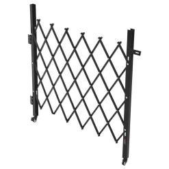 VEVOR Single Folding Security Gate, Lockable Scissor Gate with 360° Swivel Casters, Outdoor Barricade Steel Retractable Gates, for Entry Security, Garage, Warehouse & Pool, 43.31 x 51.57 in (W x H)
