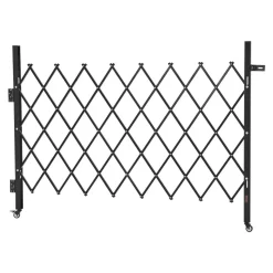 VEVOR Single Folding Security Gate, Lockable Scissor Gate with 360° Swivel Casters, Outdoor Barricade Steel Retractable Gates, for Entry Security, Garage, Warehouse & Pool, 66.93 x 51.57 in (W x H)
