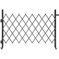 VEVOR Single Folding Security Gate, Lockable Scissor Gate with 360° Swivel Casters, Outdoor Barricade Steel Retractable Gates, for Entry Security, Garage, Warehouse & Pool, 66.93 x 51.57 in (W x H)