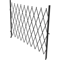 VEVOR Single Folding Security Gate, Lockable Scissor Gate with 360° Swivel Casters, Outdoor Barricade Steel Retractable Gates, for Entry Security, Garage, Warehouse & Pool, 94.49 x 86.81 in (W x H)