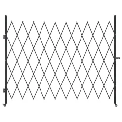 VEVOR Single Folding Security Gate, Lockable Scissor Gate with 360° Swivel Casters, Outdoor Barricade Steel Retractable Gates, for Entry Security, Garage, Warehouse & Pool, 94.49 x 86.81 in (W x H)