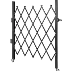 VEVOR Single Folding Security Gate, Lockable Scissor Gate with 360° Swivel Casters, Outdoor Barricade Steel Retractable Gates, for Entry Security, Garage, Warehouse & Pool, 86.61 x 86.81 in (W x H)