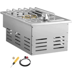 VEVOR Single Grilling Side Burner, 15,000BTU Liquid Propane Side Burner for Outdoor Kitchen, Convertible to Natural Gas, 304 Stainless Steel Built-in Single Grill Burners for BBQ Grill Island
