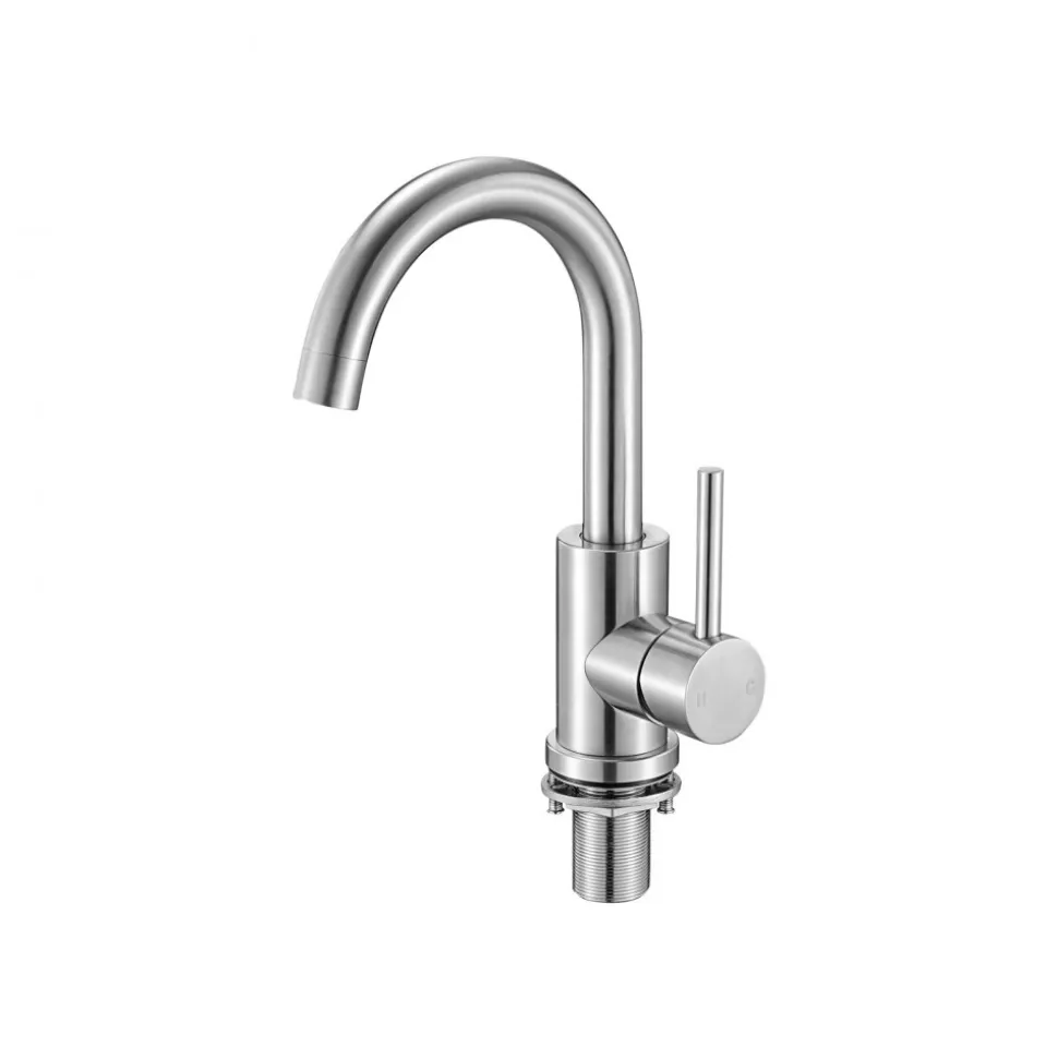 VEVOR Single Handle Sink Faucet, Kitchen Faucet Brushed Nickel Single Handle, Kitchen Water Faucets with Anti-Splash Aerator, Suitable for Bathroom, RV, Bar Sink, Public Restroom, High Arc Spout