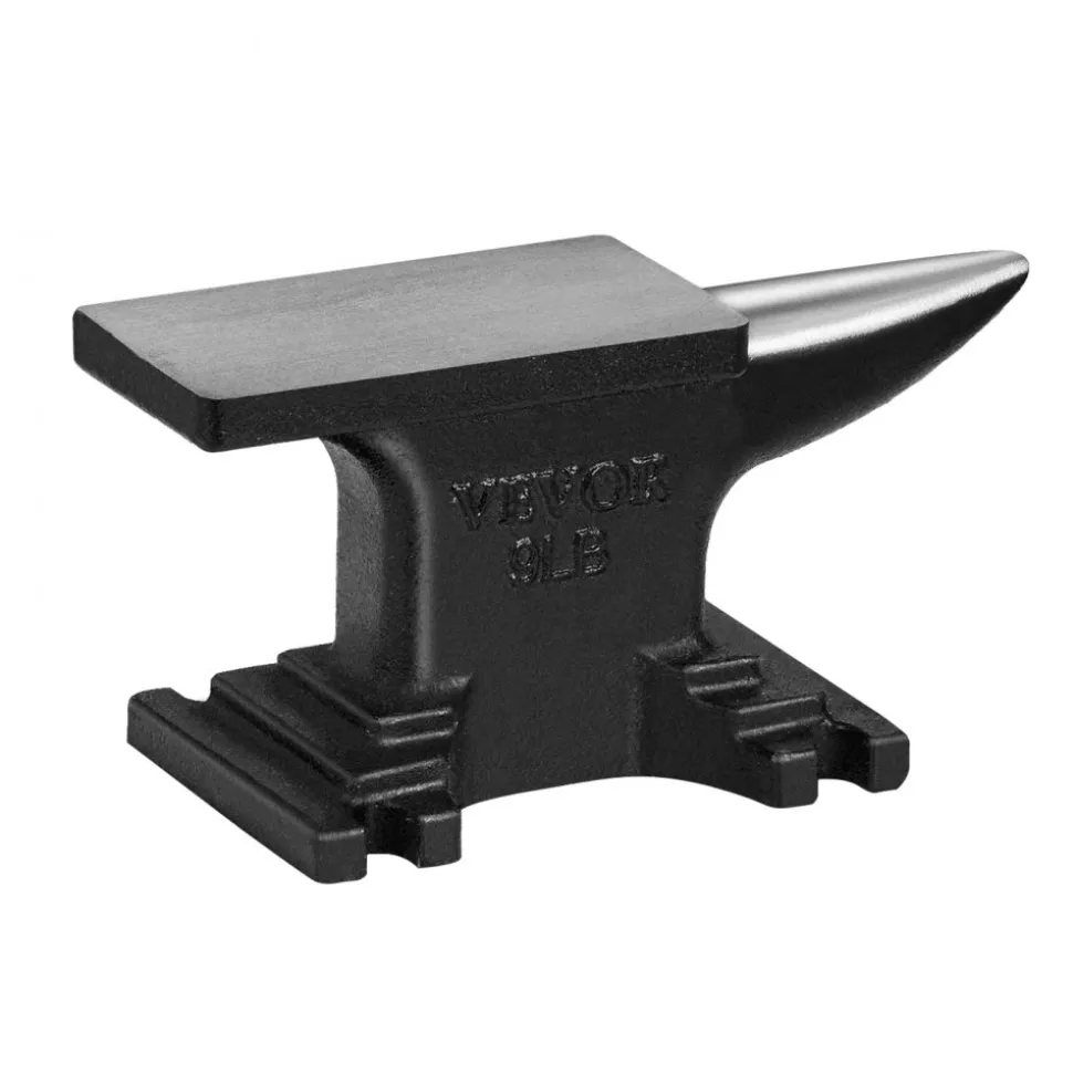 VEVOR Single Horn Anvil, High Hardness Rugged Round Horn Anvil Blacksmith,8.8Lbs Cast Steel Anvil,Compact Design and Stable Base, Forge Tools and Equipment, Metalsmith Tool for Bending and Shaping
