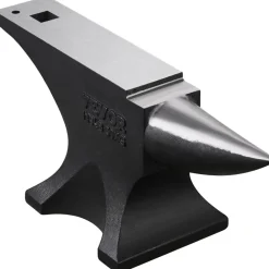 VEVOR Single Horn Anvil, 110lbs Cast Steel Anvil, High Hardness Rugged Round Horn Anvil for Blacksmiths, with Large Countertop and Stable Base, Metal Working Tool for Metal Bending, Shaping, Twisting