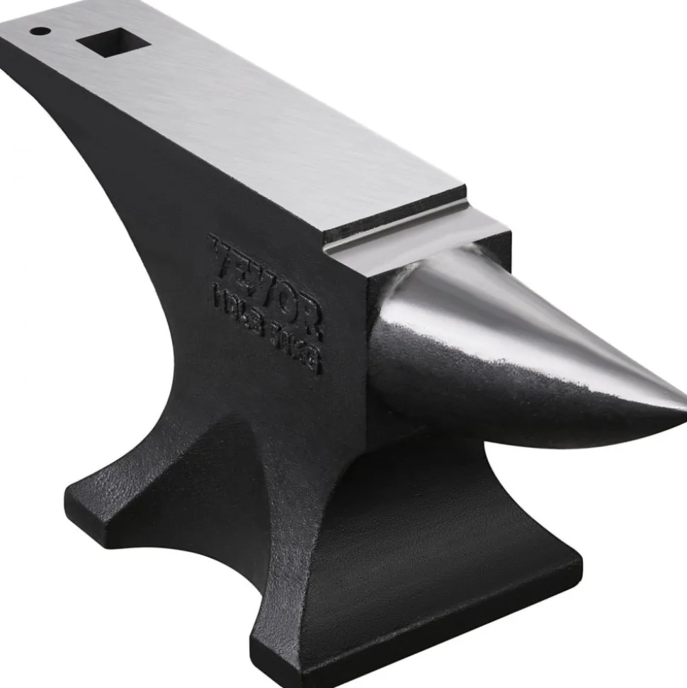 VEVOR Single Horn Anvil, 110lbs Cast Steel Anvil, High Hardness Rugged Round Horn Anvil for Blacksmiths, with Large Countertop and Stable Base, Metal Working Tool for Metal Bending, Shaping, Twisting