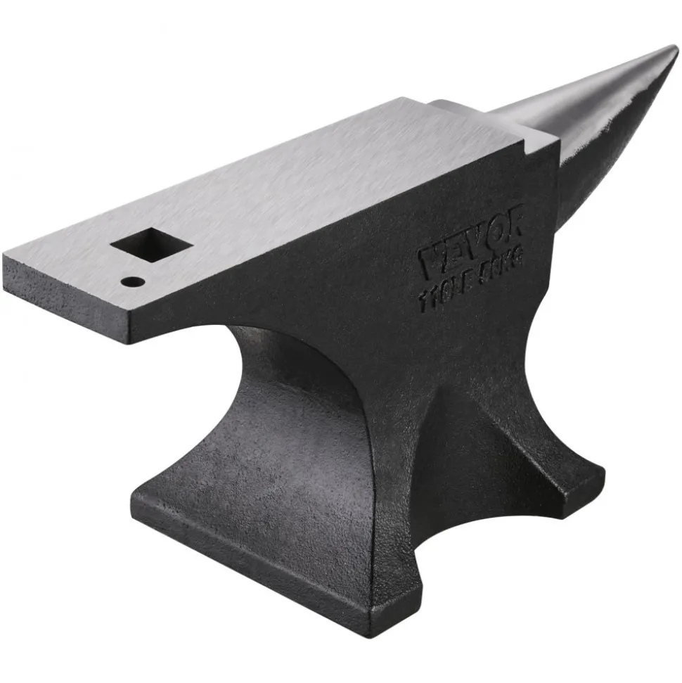 VEVOR Single Horn Anvil, 110lbs Cast Steel Anvil, High Hardness Rugged Round Horn Anvil for Blacksmiths, with Large Countertop and Stable Base, Metal Working Tool for Metal Bending, Shaping, Twisting