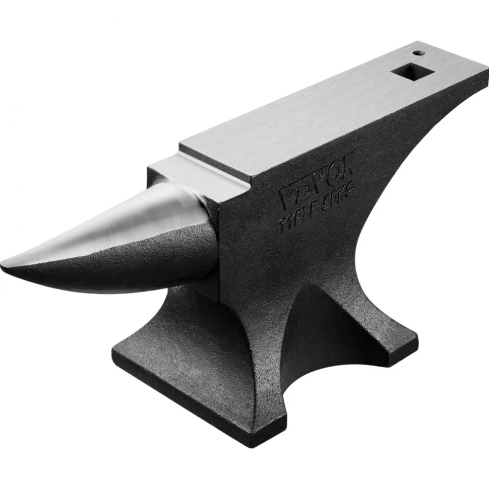 VEVOR Single Horn Anvil, 110lbs Cast Steel Anvil, High Hardness Rugged Round Horn Anvil for Blacksmiths, with Large Countertop and Stable Base, Metal Working Tool for Metal Bending, Shaping, Twisting