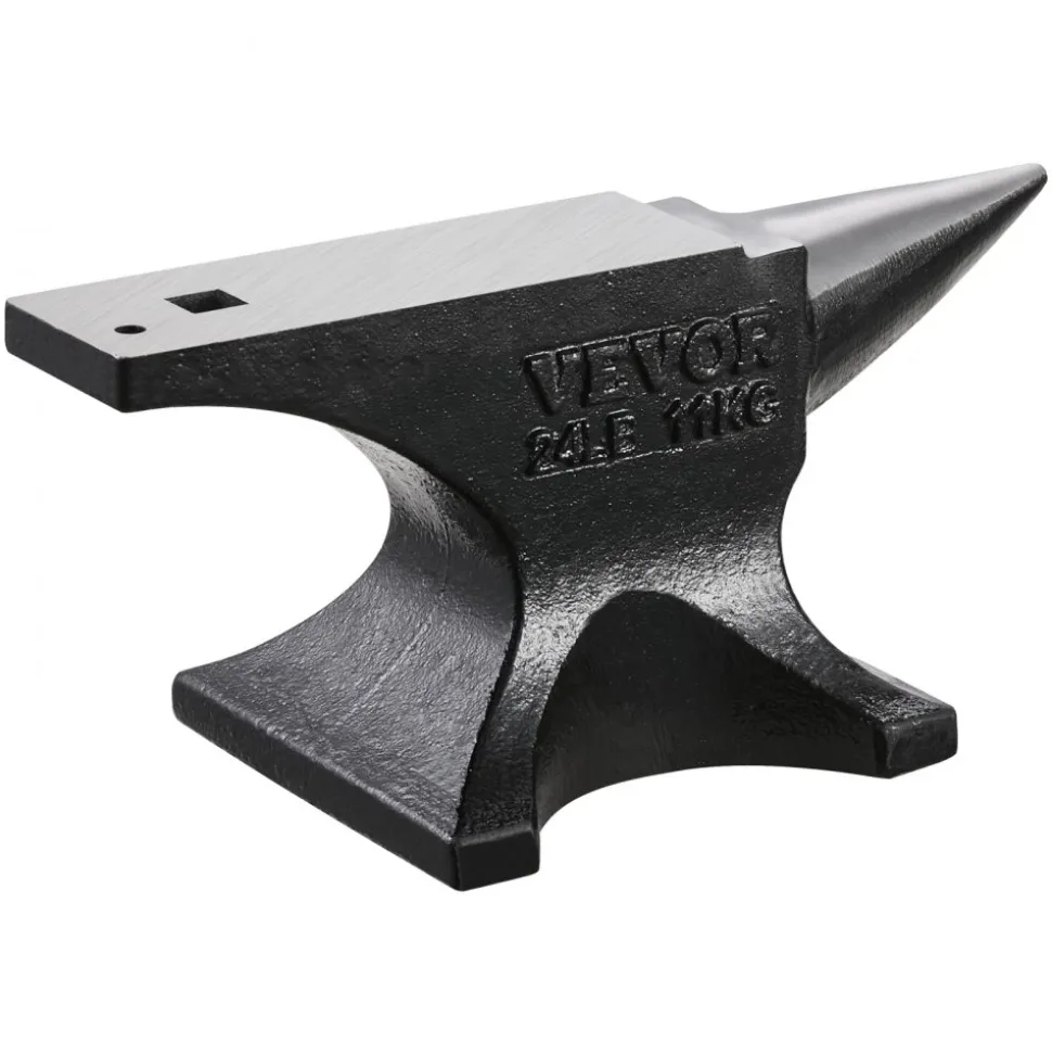 VEVOR Single Horn Anvil, 25lbs Cast Steel Anvil, High Hardness Rugged Round Horn Anvil for Blacksmiths, with Stable Base, Metal Working Tool for Metal Bending, Shaping, Twisting, Craft Projects