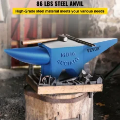 VEVOR Single Horn Anvil 86Lbs Steel Anvil Blacksmith for Sale Forge Steel Tools and Equipment Anvil Rugged Blacksmith Jewelers Durable and Robust Metal Working Tool