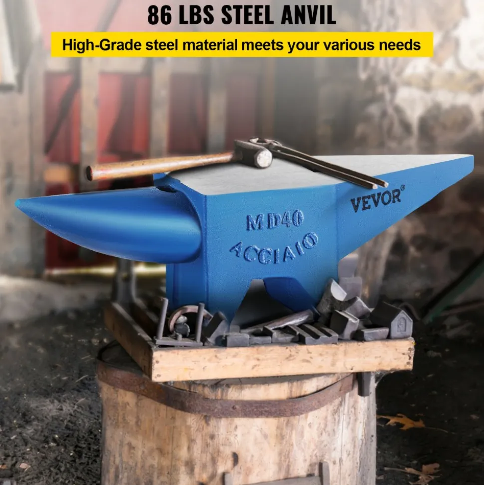 VEVOR Single Horn Anvil 86Lbs Steel Anvil Blacksmith for Sale Forge Steel Tools and Equipment Anvil Rugged Blacksmith Jewelers Durable and Robust Metal Working Tool
