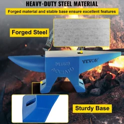 VEVOR Single Horn Anvil 44Lbs Steel Anvil Blacksmith for Sale Forge Tools and Equipment Anvil Rugged Round and Square Hole Horn Anvil Blacksmith Jewelers Metalsmith Blacksmith Tool