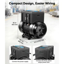 VEVOR Single Phase to 3-Phase Rotary Converter, 10HP 28A 208-240V Input/Output Rotary Phase Converter - Expandable to Higher Horsepower for Heavy-Load Equipment