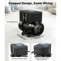 VEVOR Single Phase to 3-Phase Rotary Converter, 2.5HP 7A 208-240V Input/Output Rotary Phase Converter - Expandable to Higher Horsepower for Heavy-Load Equipment
