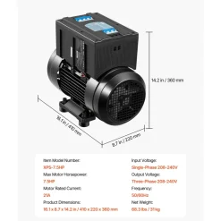 VEVOR Single Phase to 3-Phase Rotary Converter, 7.5HP 21A 208-240V Input/Output Rotary Phase Converter - Expandable to Higher Horsepower for Heavy-Load Equipment